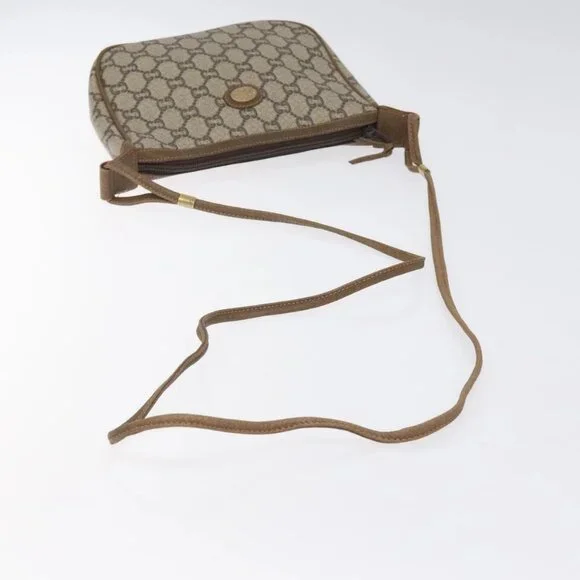 GUCCI GG Plus Supreme Shoulder Bag PVC Beige Auth